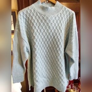 Talbot's 2X Long Sleeved Blue Cable Knit Sweater. Faux Turtle Neck. NWTs.